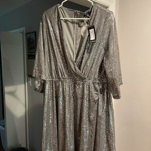 BooHoo Sequin Kimono Sleeve Skater Dress!